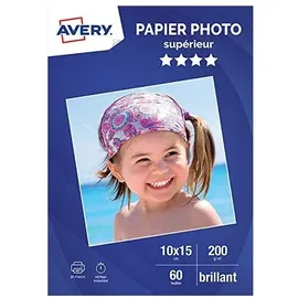 Avery Zweckform AVERY-C 2549-60-60 Blatt Fotopapier, hochglänzend, 200 g/m 2, für Tintenstrahldrucker, A6.