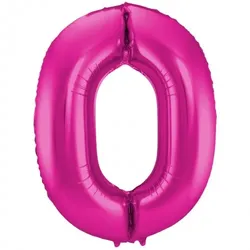 Folat XL Folienballon Zahl 0 in magenta, 86 cm, 1 Stück, Helium Ballon (unbefüllt) - Luftballon