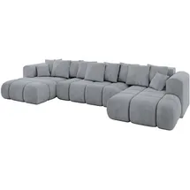altdecor Wohnlandschaft, CLOUD-U-v1 405x185x90 Hellgrau Velours