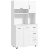 MC Star Küchenbuffet Küchenschrank, Buffet, 3 Schubladen, 3 Regale, viel Stauraum (89x39,5x168cm, Weiß) weiß