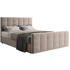 kaiser möbel Boxspringbett mit bettkasten und matratze 180 cm x 200 cm, Schlafzimmerbett ROMA Hellbraun + topper H3 - Hellbraun