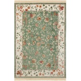 NOURISTAN Teppich »Orient Flowers«, rechteckig, Orientalisch mit Fransen, Orient, Wohnzimmer, Schlafzimmer, Esszimmer 99634245-6 grün 5 mm,