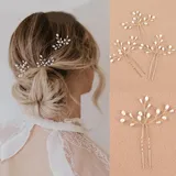 3 Stücke Perlen Hochzeit Haarnadeln Clips Braut Brautjungfern Kopfschmuck Braut Haarschmuck Haarkämme mit Perlen (Gold)