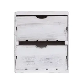 Mendler Kommode HWC-C62, Schubladenkommode Holzkiste, Shabby-Look Vintage, 2 Schubladen 36x32x26cm - weiß