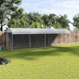 vidaXL Hundezwinger 760 x 190 x 225 cm Stahl Grau