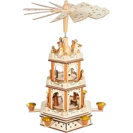 Brubaker Weihnachtspyramide 404800, 3-stöckig, 30 x 45 x 30 cm handbemalt, für Kerzen