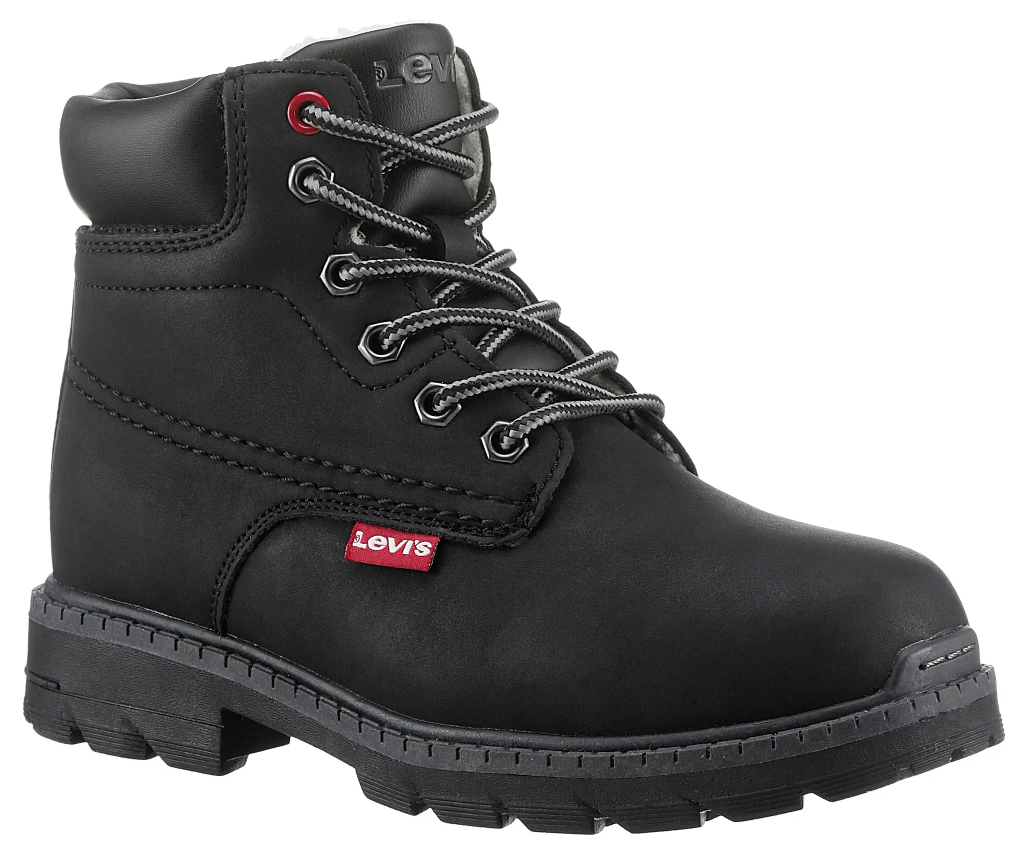 Winterboots LEVI'S KIDS "LEVIS NEW FORREST FUR" Gr. 31, schwarz, Kinder, Lederimitat, Schuhe, Schnürboots, Outdoorschuh mit praktischem Innenreißverschluss