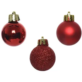 MARELIDA Christbaumkugel bruchfest D: 3cm glänzend matt glitzernd rot 14er Set