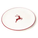 Gmundner KERAMIK Platzteller, Durchmesser: 32 cm, Rubinroter Hirsch, handgemachte Keramik aus Österreich