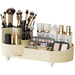 NUODWELL Make-Up Organizer Kosmetik Make Up Organizer 360°Drehbarer Pinsel Organizer weiß