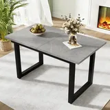 Flieks Esszimmertisch Rechteckig, Küchentisch Esstisch Ausziehbar, Holztisch Bartisch Stehtisch mit Metallbeinen, 140/180x80x75cm, Grau - Grau