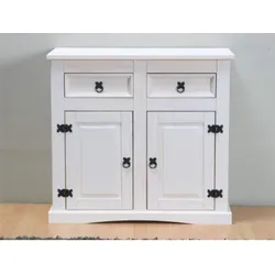 New Mexiko Sideboard Mexico 2 Schubladen + 2 Türen Kommode Schrank weiß