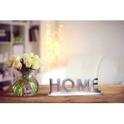 FineBuy Home Schriftzug Deko Wohnzimmer Tisch Dekoration Alu Aluminium Wohndeko