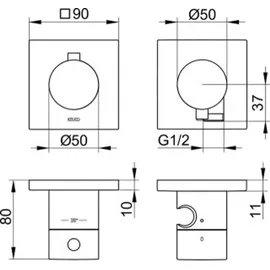 Keuco Edition 11 Thermostatarmatur Set Unterputz für 2 Verbraucher mit Schlauchanschluss und Brausehalter,