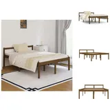 vidaXL Seniorenbett Honigbraun 140x190 cm Massivholz Kiefer - Betten & Bettgestelle - Braun