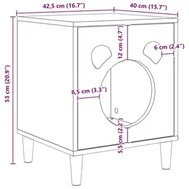 vidaXL Katzenhaus Graues Sonoma 42,5 x 40 x 53 cm Holzwerkstoff