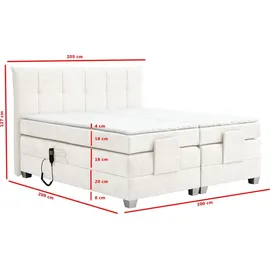 Inter Boxspringbett Bern 200x200 cm mit Motor weiß Coral 70 - Weiß