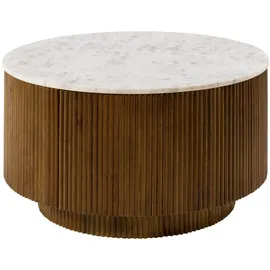 MASSIVMOEBEL24.DE Couchtisch rund Braun Mangoholz 80 x 80 x 45 cm