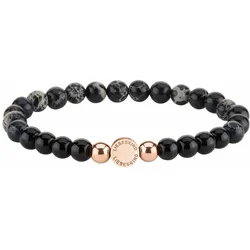 Armband LIEBESKIND BERLIN "Schmuck Geschenk Armkette Zugarmband, Edelsteine", rosa (schwarz, roségoldfarben, grau, schwarz, grau), Armbänder, Damen, Edelstahl-Polyurethan, Edelstahl, Polyurethan, mit Edelsteinen