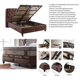 Bambi Boxspringbett 180x200 mit Bettkasten mit Matratzen Comfizone Set Stauraum 7-Komfortzonen Individueller H2-H5