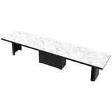 Design Esstisch Tisch HE-444 Marmor Natur - Schwarz Hochglanz XXL ausziehbar 160 bis 412 cm - Weiß