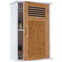 Mendler Hängeschrank HWC-A85, Badschrank Wandschrank Bambus, 52x35x21cm weiß
