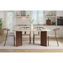 HANAH Home Moderner Esstisch 180 x 90 x 75 cm Travertin/braun