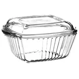 Pasabahce Borcam Glasschale mit Glasdeckel, eckig, 1150 cc, D: 20,4cm Quadrat Tablett Auflaufform-set