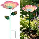 Bienentränkestation aus Metall Stehend Vogeltränke Winterfest Gartendeko Wassertränke für Vögel Insektentränke Gartenstecker Blume Bienentränke für den Garten Terrasse Hof Rasen (B)