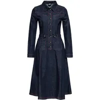 Queen Kerosin Damen Jeanskleid Denim Kleid Western Vintage Swingkleid 50S Rockabilly Kontrast Nähte - XS