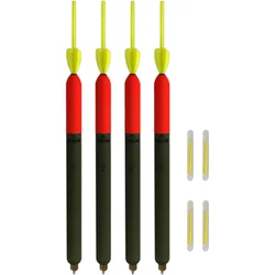 4er Set Raubfischposen (15 g) Mini-Segel und Antenne inkl. 4 Knicklichter olivgrün 15g