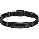 Boss Milanaiseband Herren Edelstahl Schwarz 1580612 Größe Standard
