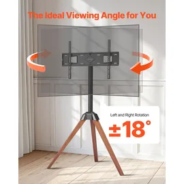 Vevor TV-Ständer mit Stativ-Staffelei für 1016-1651 mm flach & Curved-TVs bis zu 45 kg, 18° Links-Rechts-Drehung, tragbarer Fernsehständer mit Beinen aus Holz für Schlafzimmer Wohnzimmer Studio