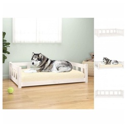 vidaXL Hundekorb Hundebett Weiß 105,5×75,5×28 cm Massivholz Kiefer Körbchen Hund Schlaf weiß