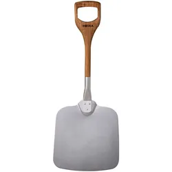 Boska Pizzaschaufel/Kurzer patentierter Griff/Einhändig zu verwenden/Aluminium & Eichenholz / 30x74x3 cm