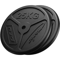 Slim Guss Hantelscheiben-Set Gewichte mit ø30/31 mm Bohrung | Set 50 kg / 2 x 25 kg - Marbo Sport