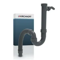 W. Kirchhoff Ks Flexibler Spültisch-röhrensiphon, Grau, 1 1/2\" x 3/4\"T x 40/50 mm, mit Geräteanschluss