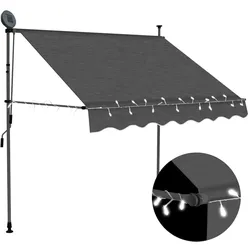 vidaXL Einziehbare Markise Handbetrieben mit LED 150 cm Anthrazit