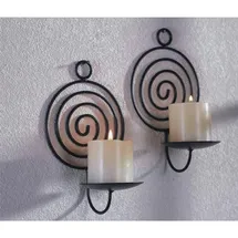 Gravidus 2er Wandkerzenhalter Spirale Metall Schwarz