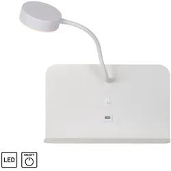 LED Wandleuchte weiß USB drehbar Schnurschalter Montage als Nachttischlampe