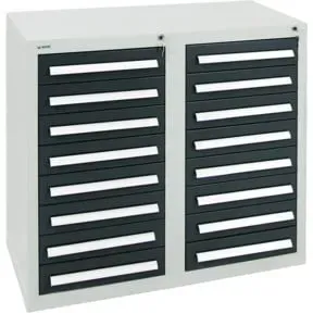 Stumpf Schubladenschrank Serie T-100/35-1, RAL 7035/7016, 16 Schubladen