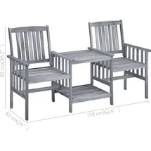vidaXL Gartenmöbel-Set 3-tlg. Grau