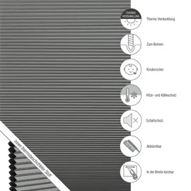 Schöner Wohnen Wabenplissee Thermo Sina 80 x 220 cm grau