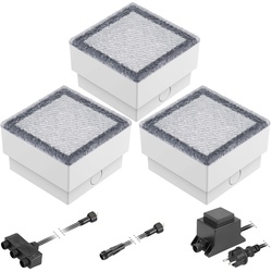ledscom.de LED Pflaster-Stein Gorgon Boden-Einbauleuchte für außen, 10x10cm, 12V, blau 3er Set