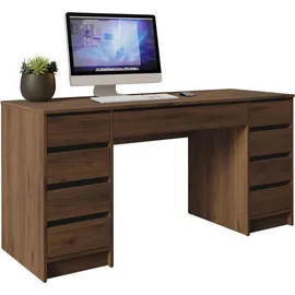 Mirjan24 Schreibtisch Ada Bis, Schlafzimmer Kosmetiktisch mit neun Schubladen (Farbe: Nuss Okapi)