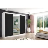 altdecor Kleiderschrank, Weiß, Schwarz, Holzwerkstoff, 250x215x61 cm Schlafzimmer, Kleiderschränke