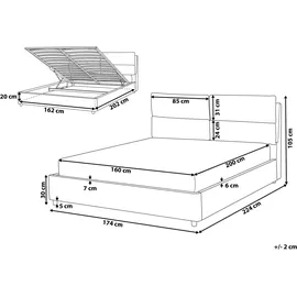 Beliani Doppelbett 160 x 200 cm Grau
