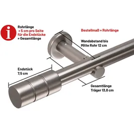 deco-raum Gardinenstange nach Maß 1-Lauf Zylinder Ø 25mm edelstahl-optik 300cm