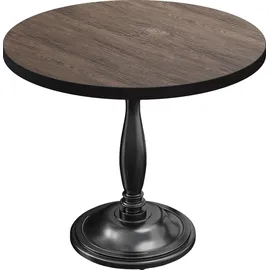 GGM Möbel BD | Bistro Tisch | Ø 70 x 75,5 cm | Rund | Schwarzer Rand | Light Wenge / Schwarz