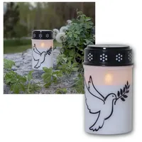 STAR TRADING LED-Kerze LED-Grablicht "Taube" 12cm, Timer, Batterie